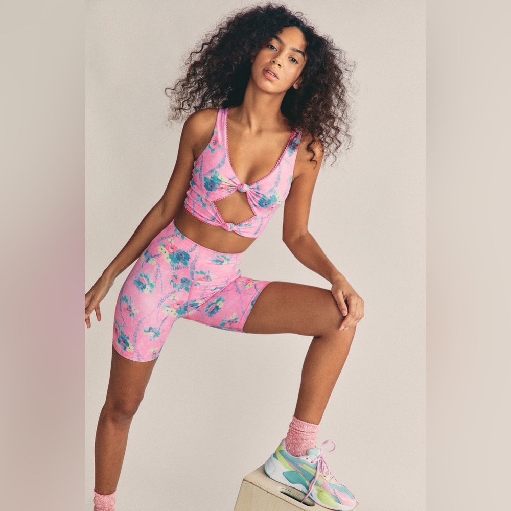 LoveShackFancy x Beach Riot 💗 Floral Pink High Rise Bike Shorts ⛱️